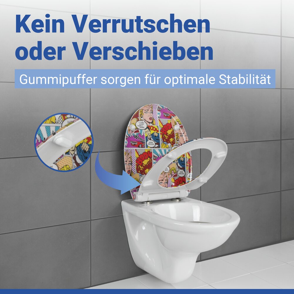 WC Sitz Mod. Pop-Art  Toilettendeckel mit Motiv und Absenkautomatik