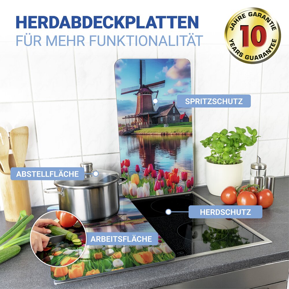 Herdabdeckplatte Universal Mod. Windmühle, 2er Set  für alle Herdarten geeignet