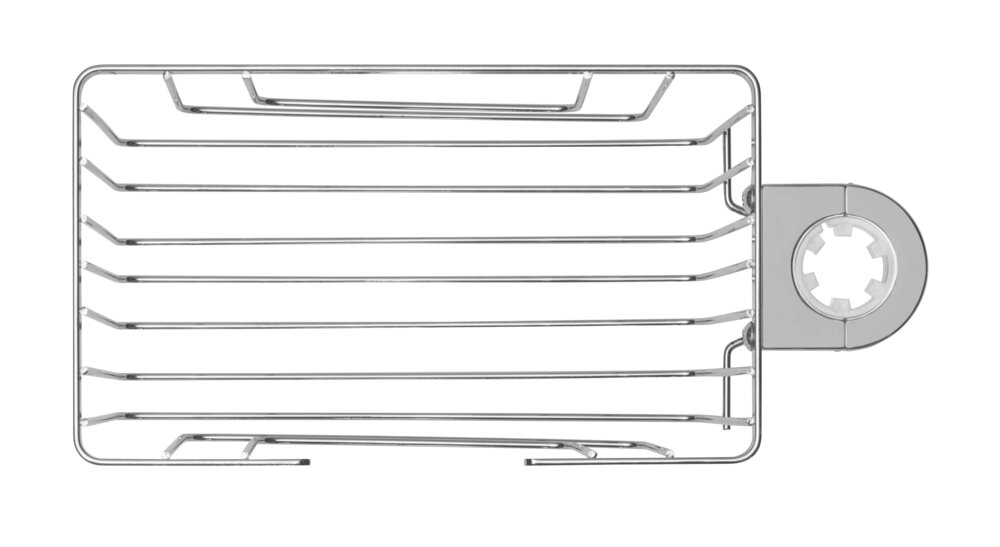 Panier pour barre de douche Mod. Valognes, Chromé, acier inoxydable, 20 x 12 x 13 cm  inoxydable, montage simple sans perçage