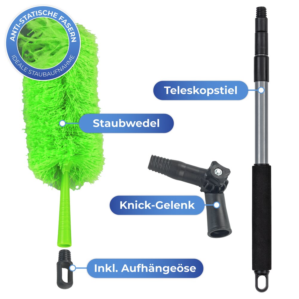 Mikrofaser-Staubwedel mit Teleskopstiel und Knickgelenk  antistatische Fasern