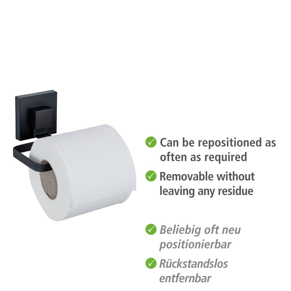 Vacuum-Loc® Toilettenpapierhalter Mod. Quadro Schwarz Befestigen ohne Bohren