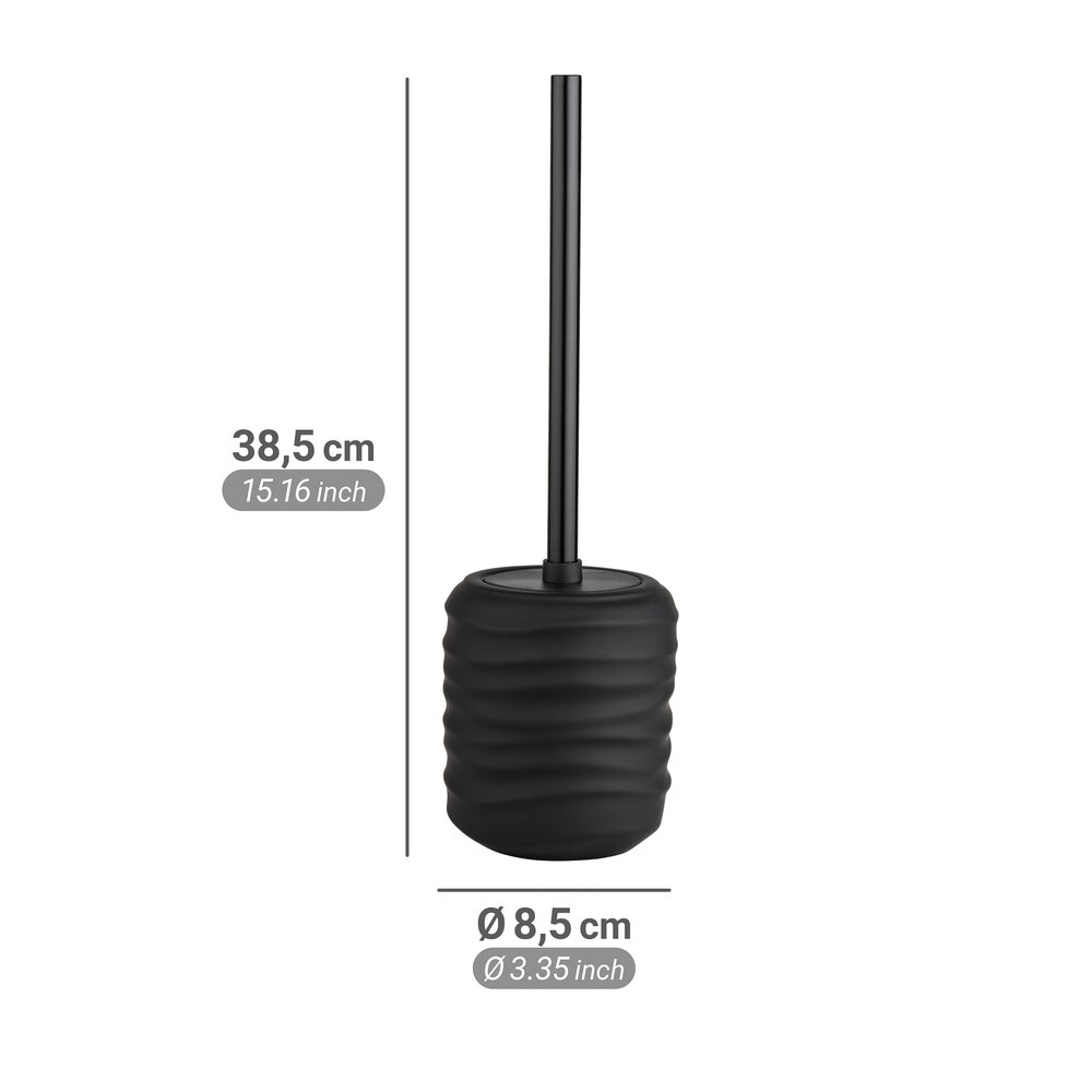 WC-Garnitur Mod. Illana, schwarz, Keramik, Edelstahl, Ø8,5x38,5 cm  soft-touch Beschichtung für besseren Halt