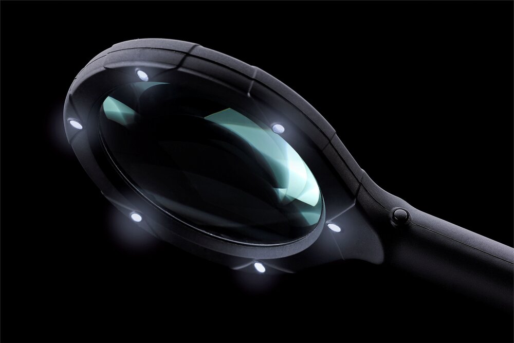 Lupe mit LED Beleuchtung 1er  mit 6 superhellen LEDs