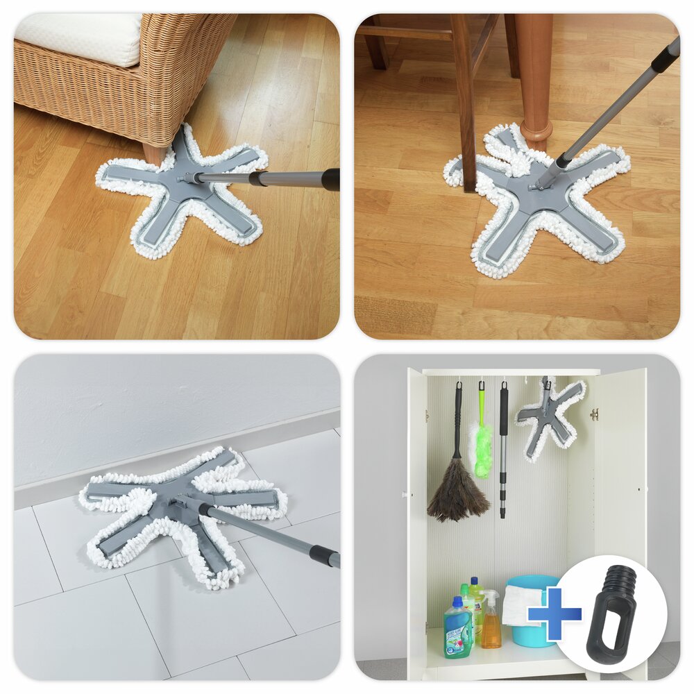 Balai de sol Octopus avec manche télescopique  nettoie uniquement avec de l'eau