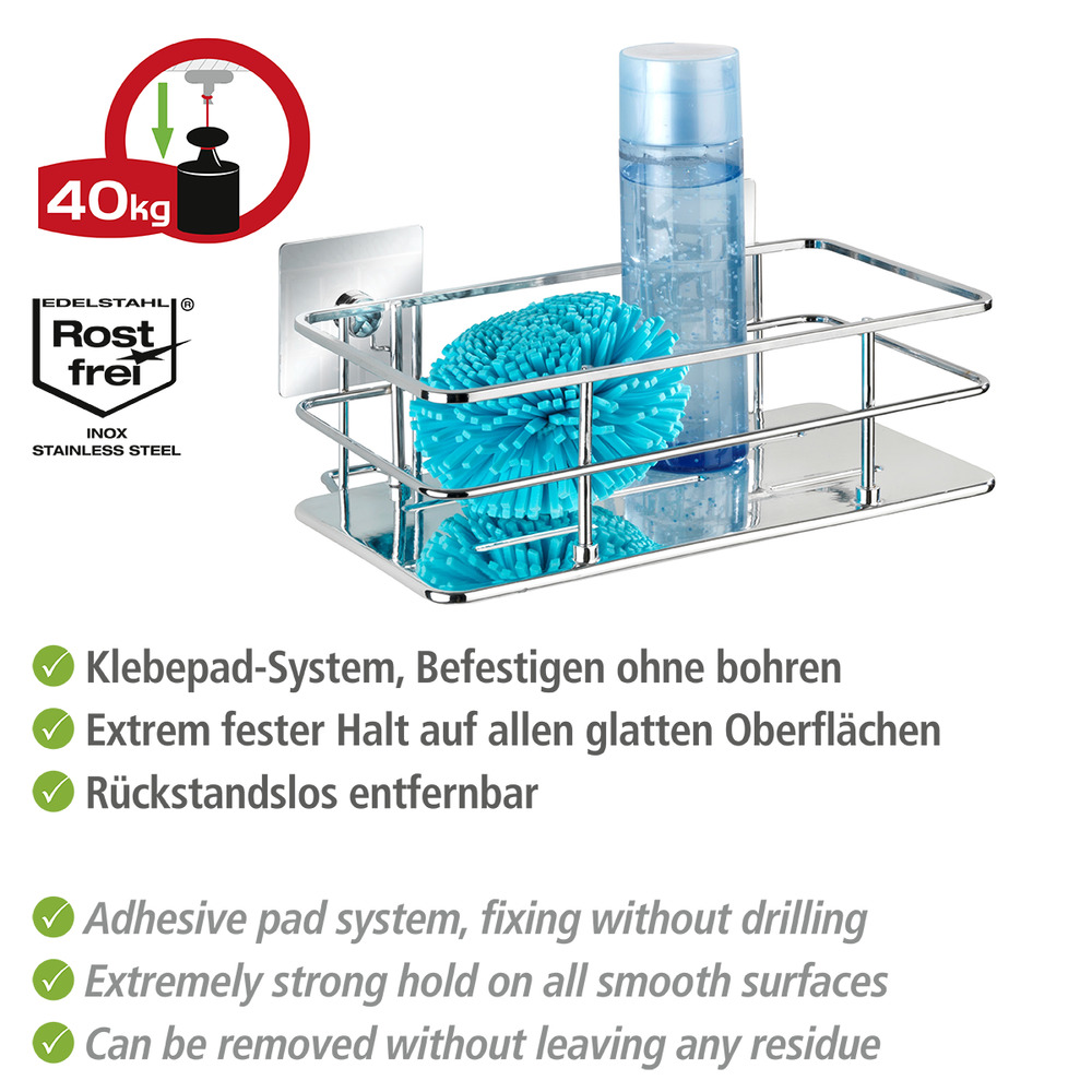 Turbo-Loc® Edelstahl Wandablage Quadro  rostfrei, Befestigen ohne bohren