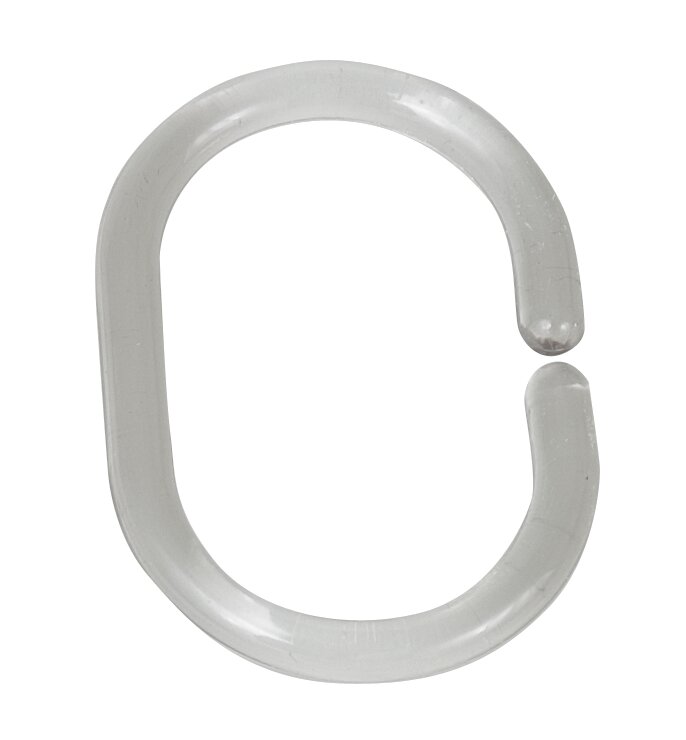 Anneaux pour rideau de douche  set de 12, ovales, transparent