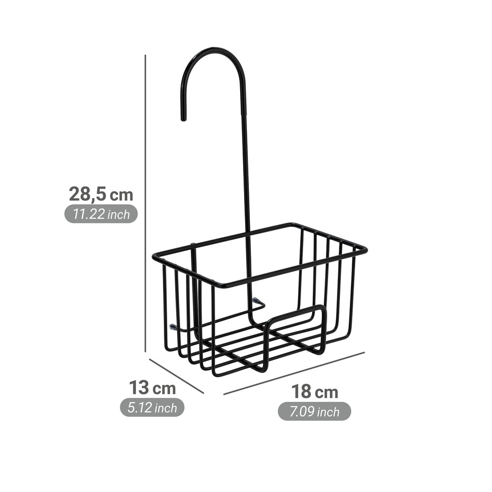 Caddie de douche Mod. Milito, noir, acier inoxydable, PET, 18x28,5x13 cm  en acier inoxydable résistant