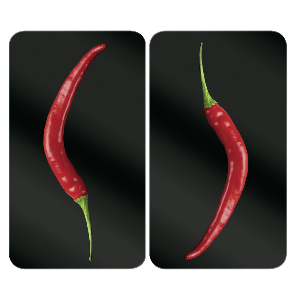 Herdabdeckplatte Universal Mod. Hot Peperoni, 2er Set  für alle Herdarten geeignet