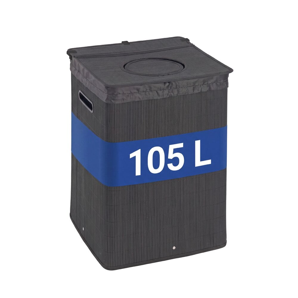 Flaschensammler 105 L, Schwarz Pfandflaschen Sammelbehälter aus Bambus