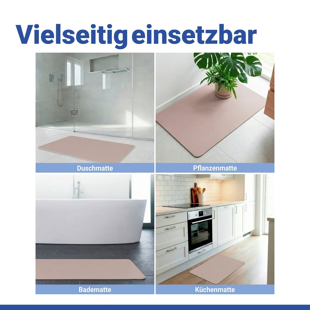 Schnelltrocknende Badematte Ecru, 40 x 60  rutschfest, mit wasserdichter Unterseite