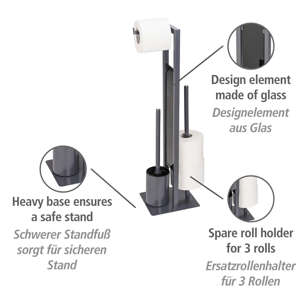 Stand WC-Garnitur Mod. Rivalta Grau  Platte aus Sicherheitsglas