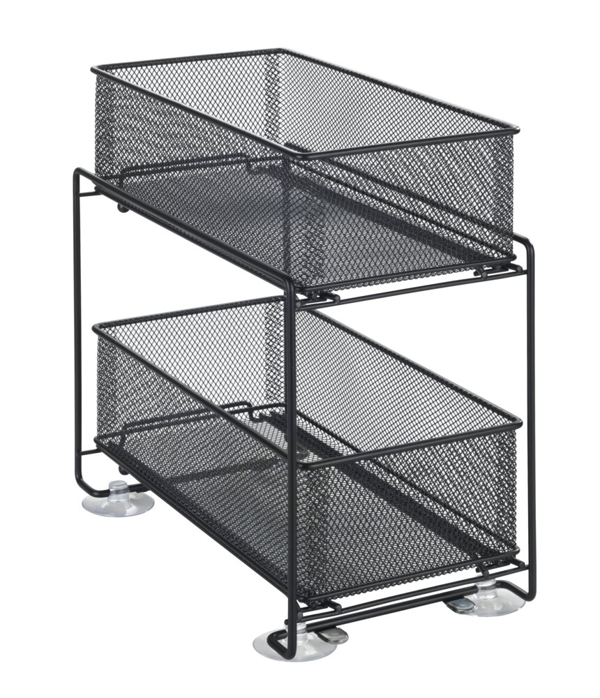 Küchenschrank Organizer Mod. Gioma, Schwarz  mit 2 ausziehbaren Körben aus Metall