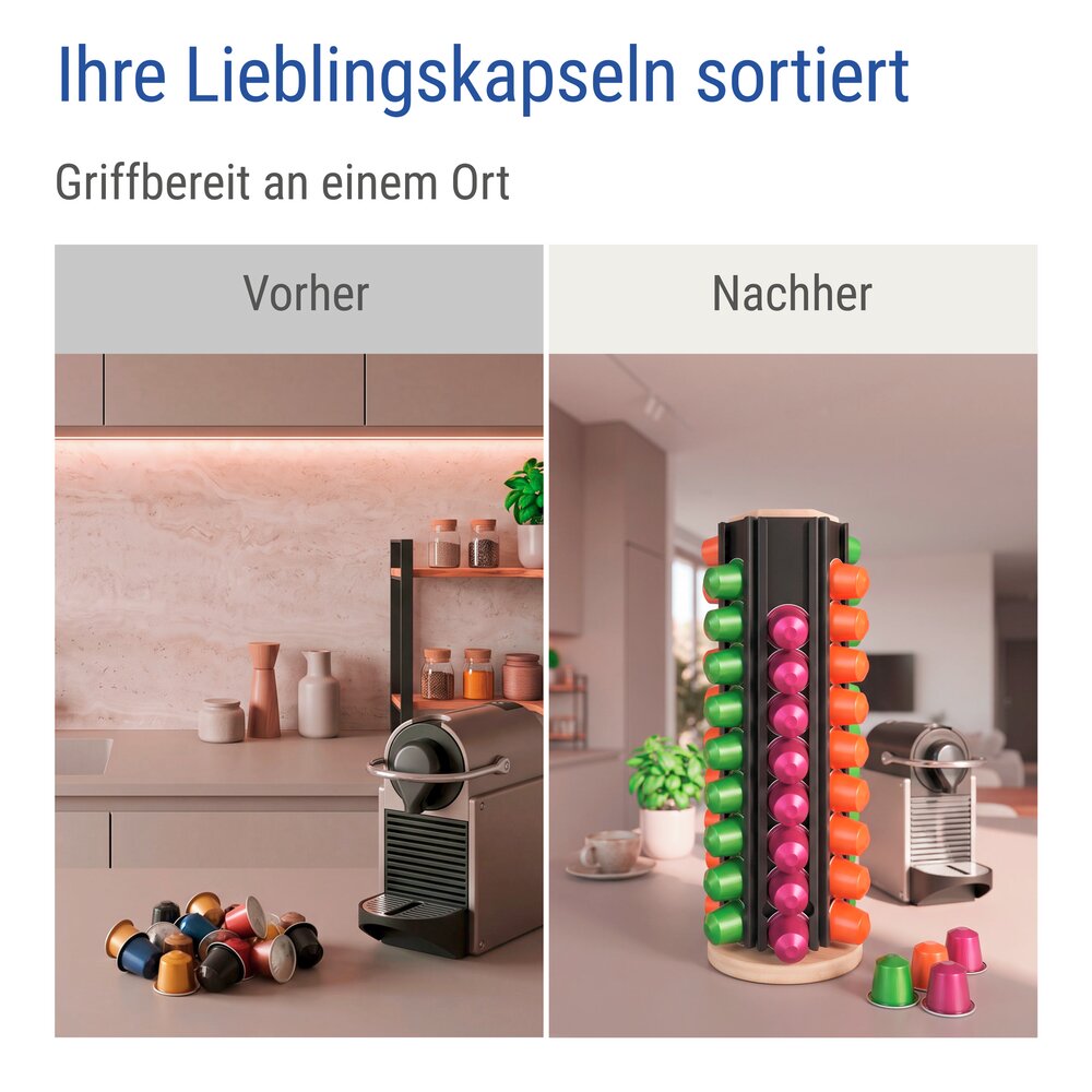 Porte-capsules pour 60 capsules de café, noir  autonome, rotatif à 360°