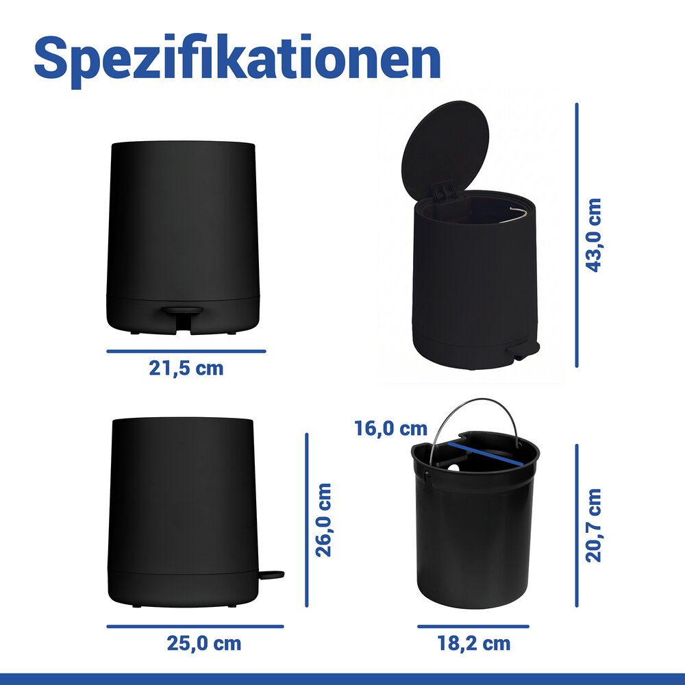 Cosmetica-pedaalemmer Mod. Fablo Zwart