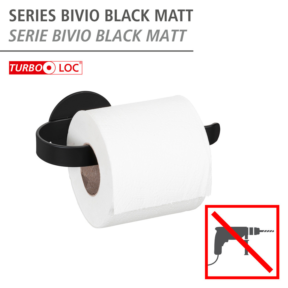 Turbo-Loc® Toilettenpapierhalter Mod. Bivio Black matt  aus Aluminium