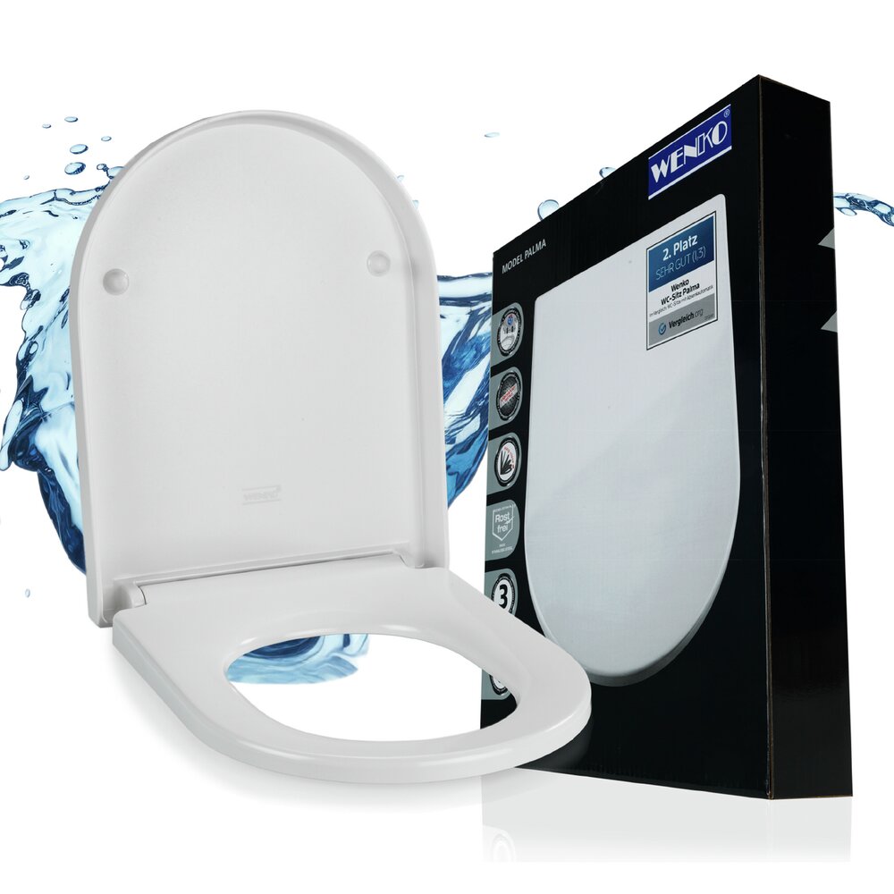 WC Sitz Mod. Palma Weiß Toilettendeckel mit Absenkautomatik in D-Form