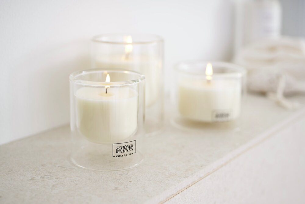 Collection SCHÖNER WOHNEN Bougie parfumée Mod. Lemongrass S, lot de 2  Durée de combustion : 20 - 25 heures