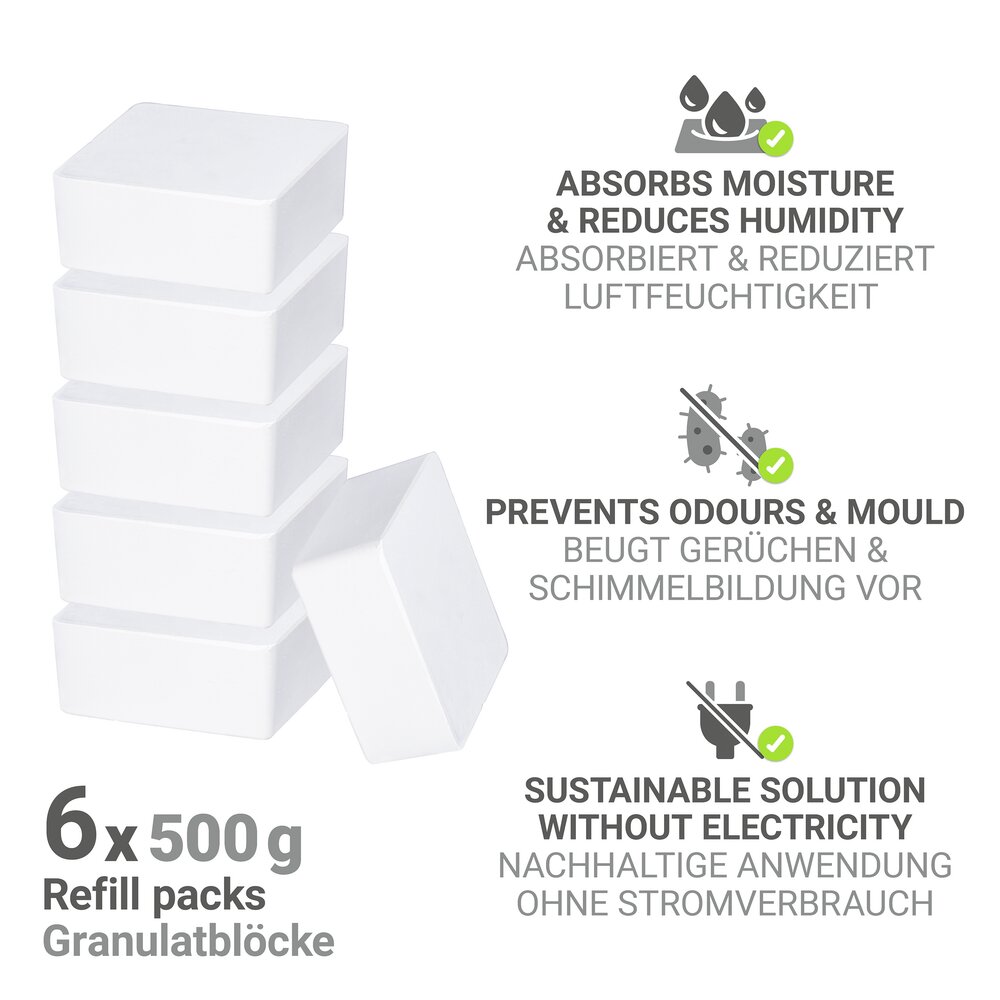 Kamerontvochtiger Cube navulling 500 g, verpakking van 6