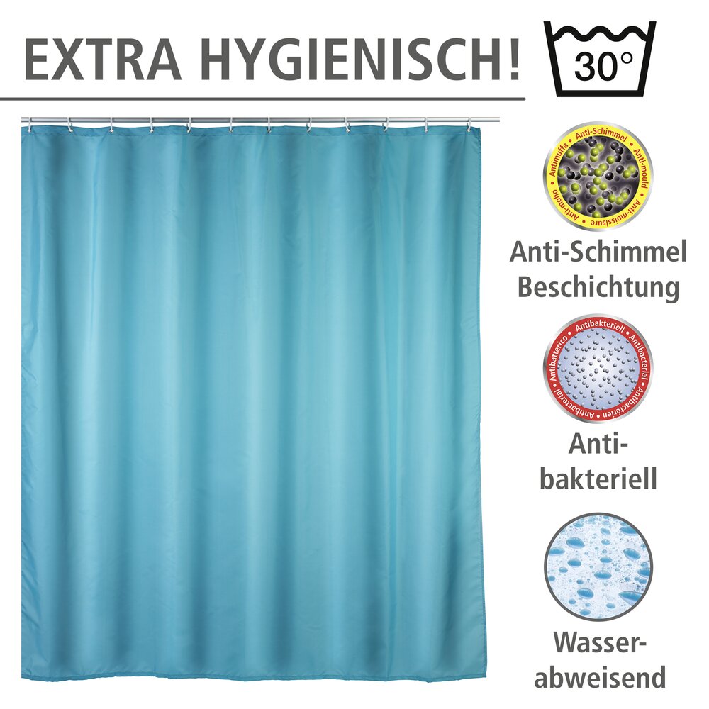 Anti-Schimmel Duschvorhang Uni Light Blue, 180 x 200 cm  waschbar