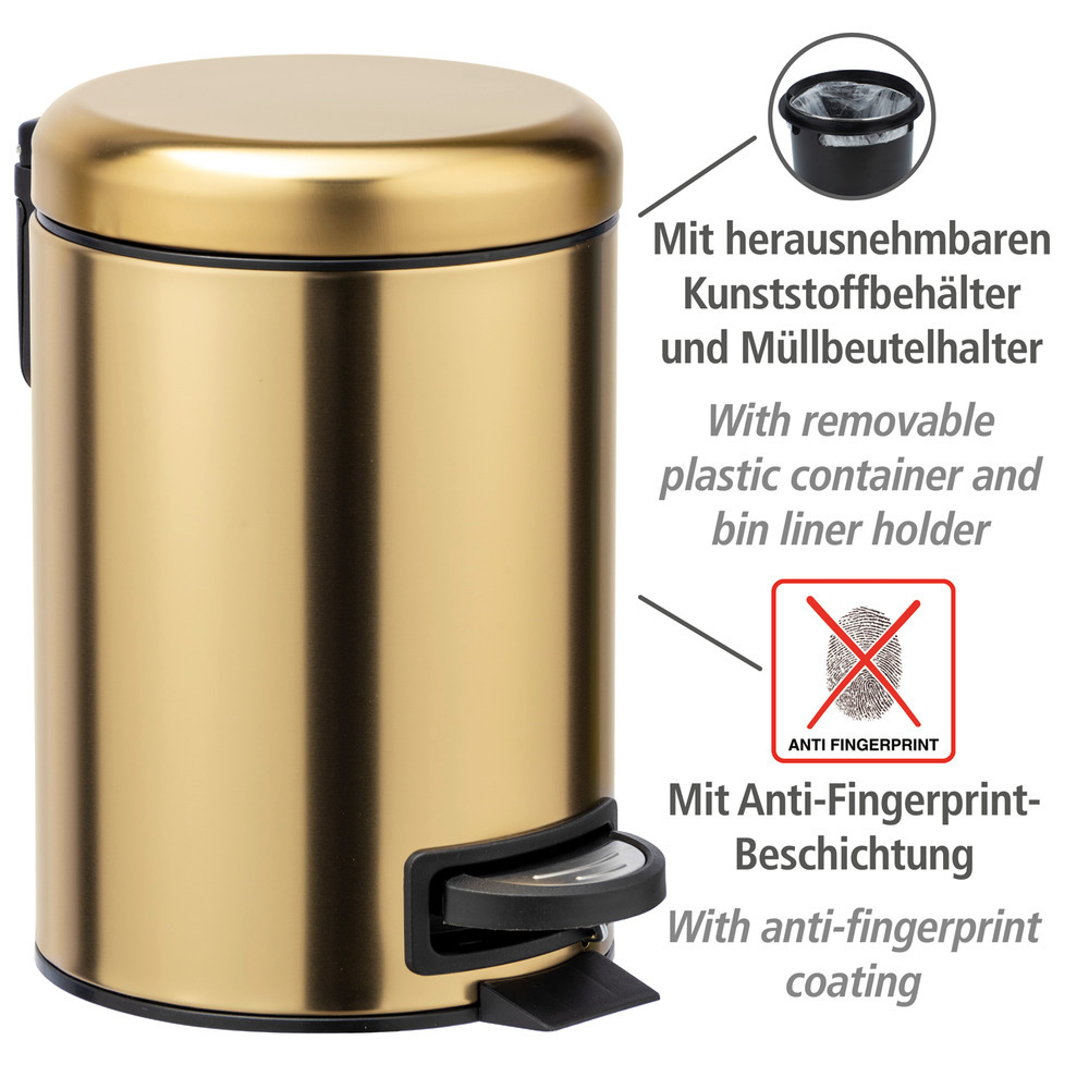 Treteimer Mod. Leman Edels gold matt 3l  Edelstahl, 3 Liter