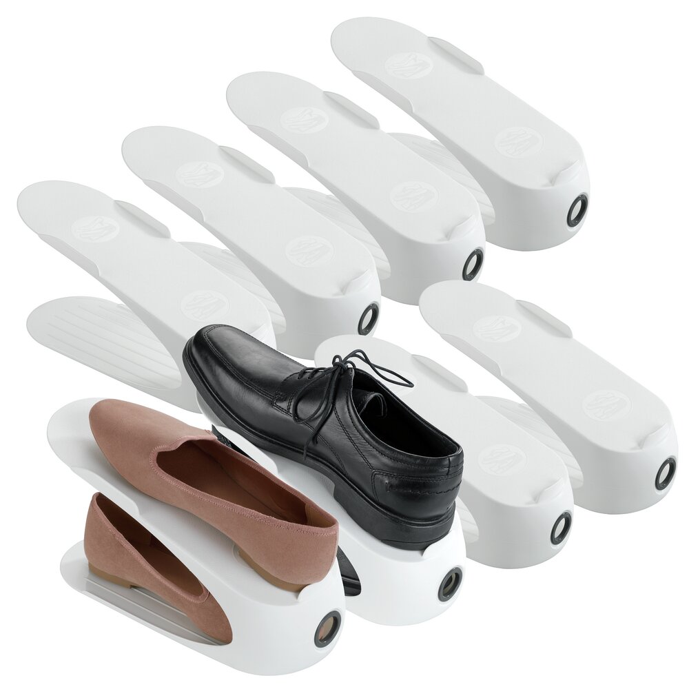 Porte-chaussures blanc set de 8  empilables les uns sur les autres pour un gain de place