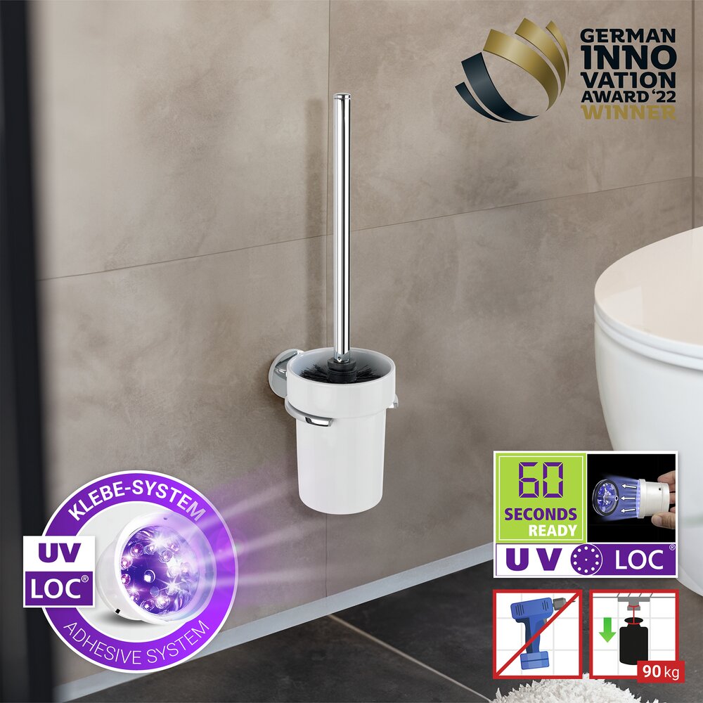 UV-Loc® WC-Garnitur Mod. Isera  Befestigen ohne Bohren mit innovativem Klebesystem
