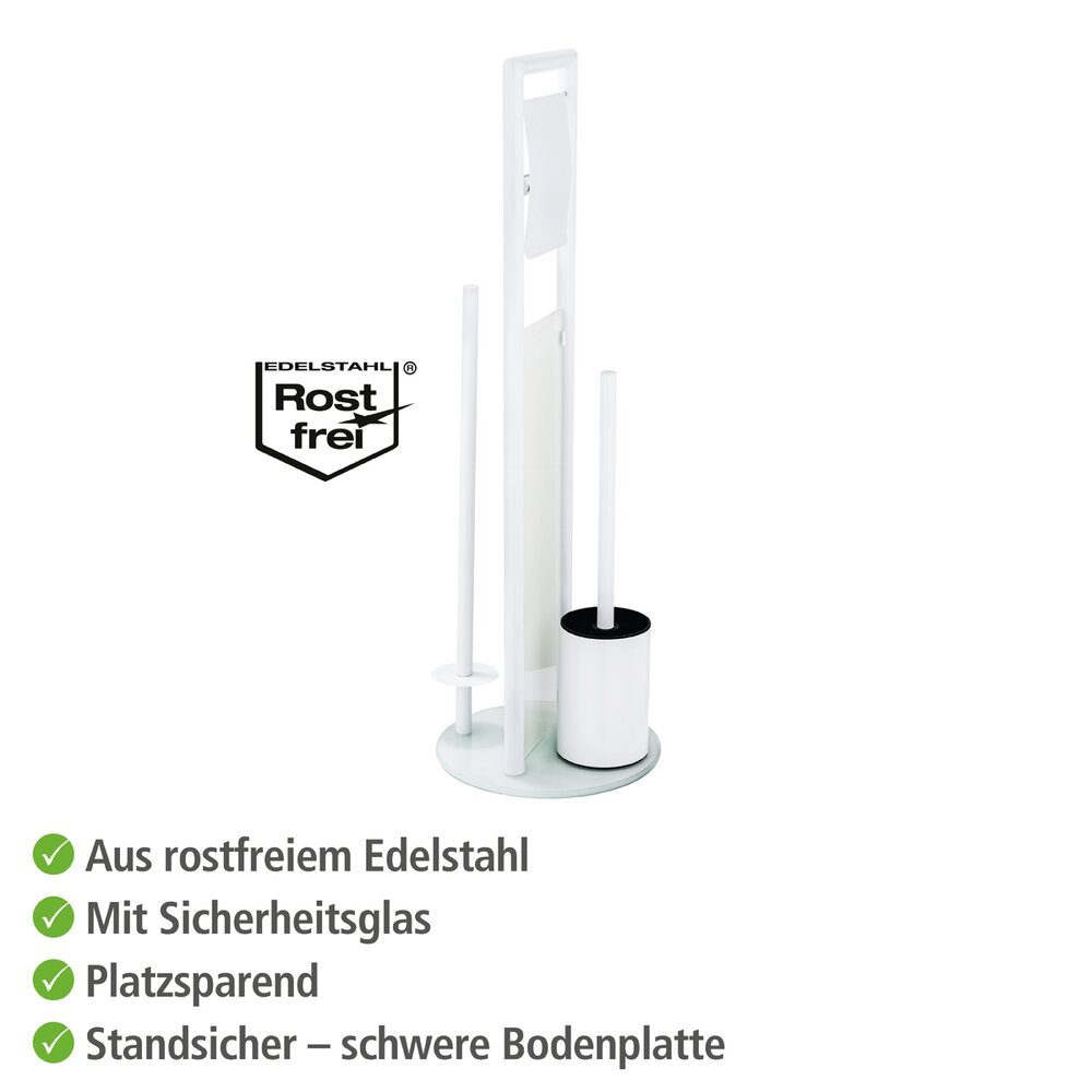 WC-Garnitur Mod. Ravina aus Edelstahl in Weiß   mit Ersatzrollenhalter für 3 Rollen