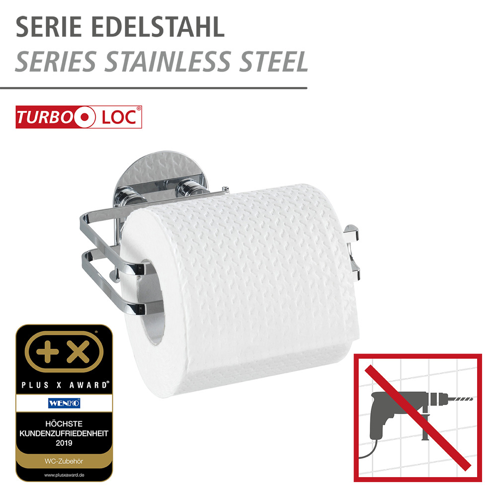 Turbo-Loc® Edelstahl Toilettenpapierhalter  rostfrei, Befestigen ohne bohren