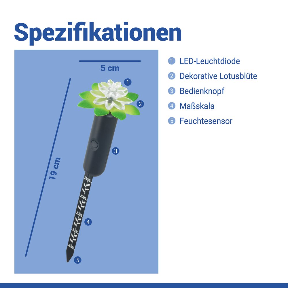 LED Feuchtigkeitsmesser für Pflanzen  Boden-Feuchtigkeitsmesser mit Ampelsystem