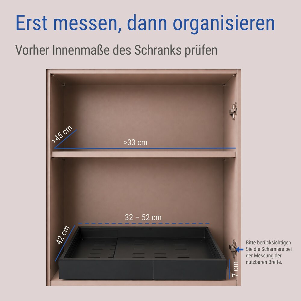 Tiroir coulissant pour placard noir, lot de 2  extensible