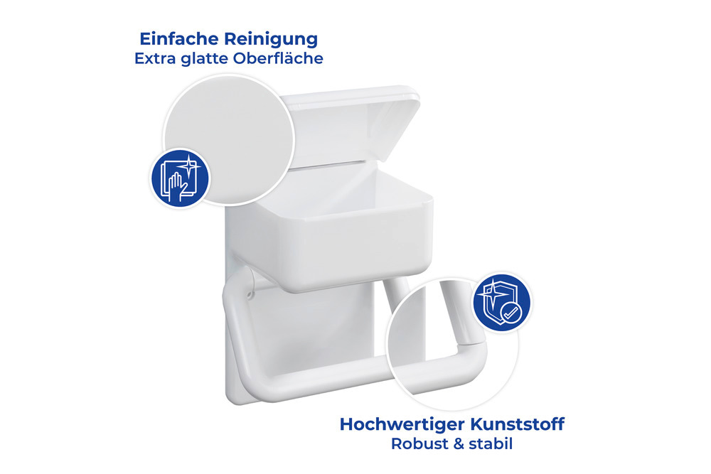 Toilettenpapierhalter 2 in 1  mit Ablage für feuchte Toilettentücher