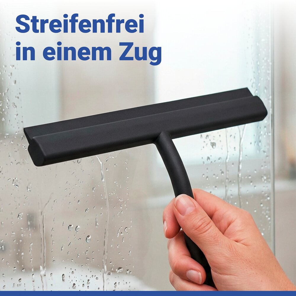 Badabzieher Mod. Agana, schwarz, Silikon, Edelstahl, magnetisch  mit magnetischer Wandhalterung