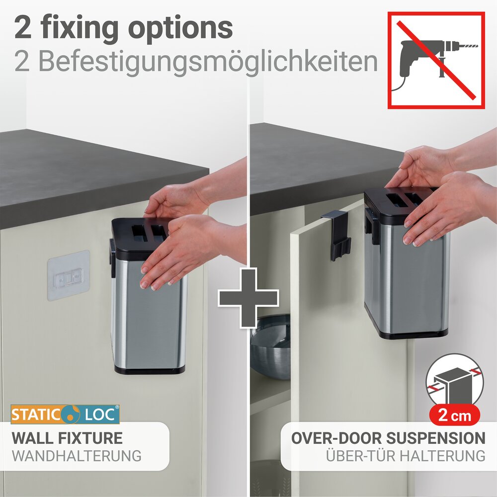 Abfallsammler Mod. Colin 3L, silber, Edelstahl/Kunststoff  mit Anti-Fingerprint-Finish