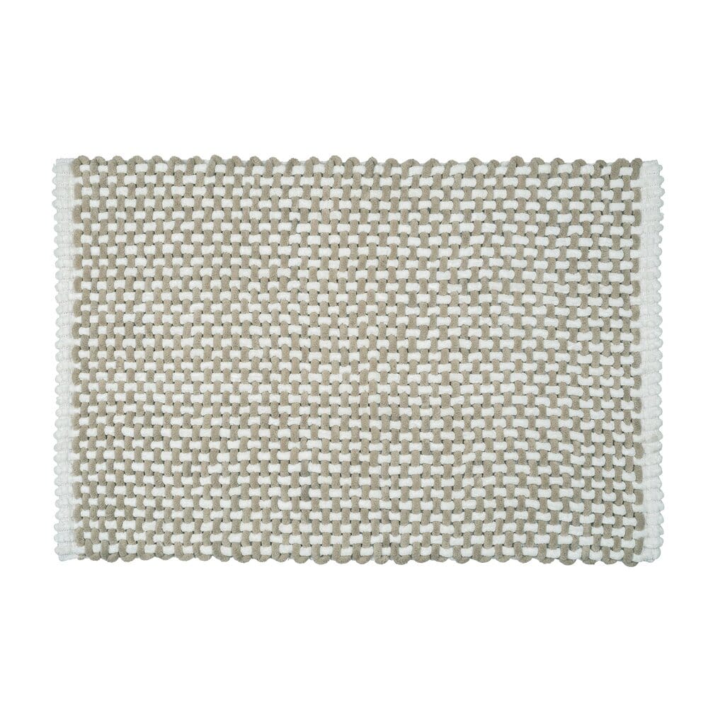 Tapis de bain Mod. Covelo blanc-beige, 50 x 80 cm  antidérapant et lavable jusqu'à 30 °C