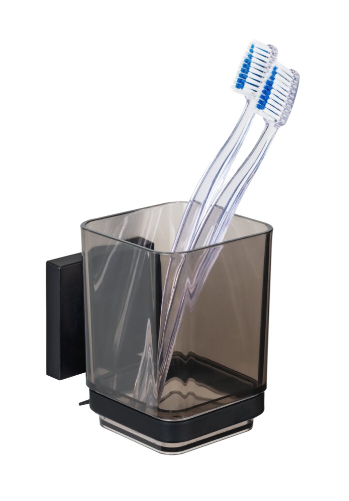 Vacuum-Loc® Zahnputzbecher Mod. Quadro Schwarz  Befestigen ohne Bohren