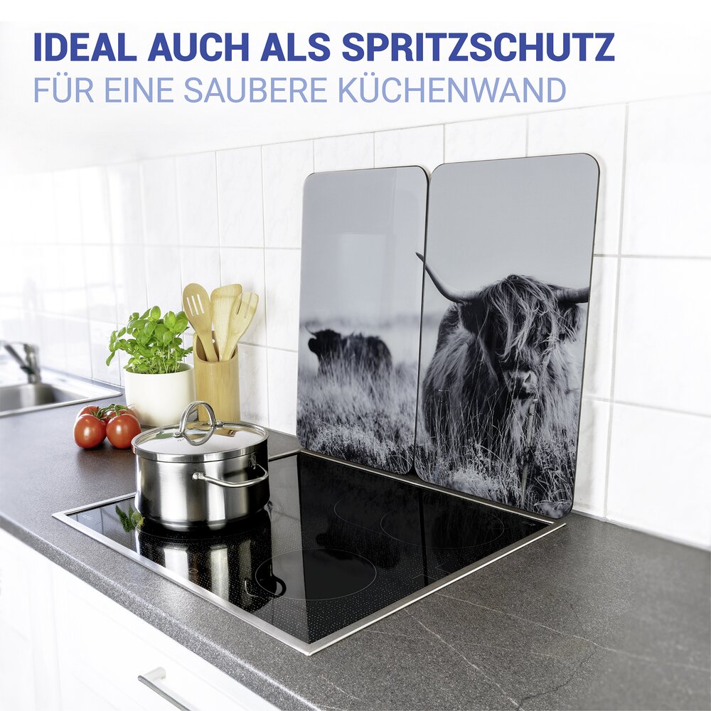 Herdabdeckplatte Universal Mod. Highland Cattle, 2er Set  für alle Herdarten geeignet