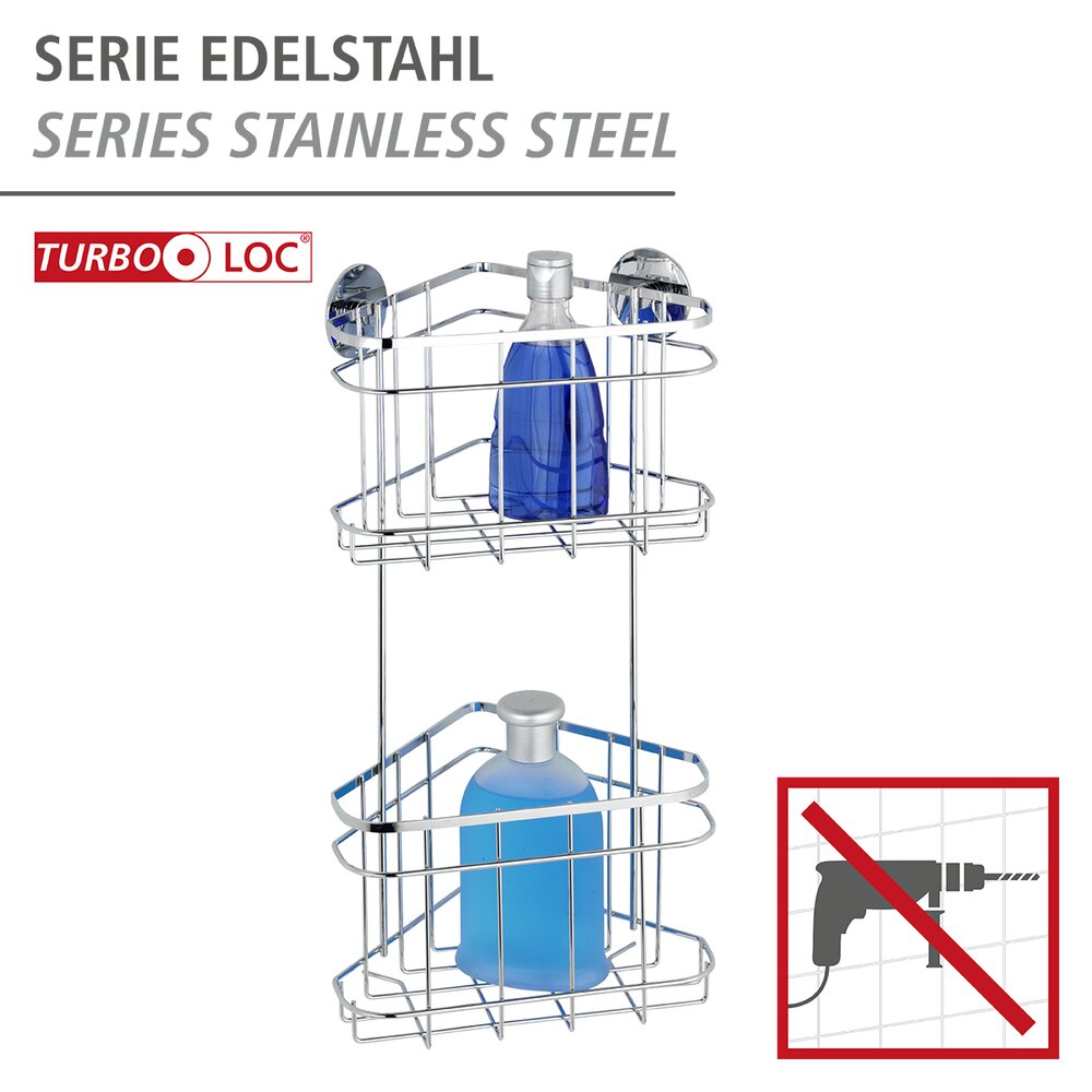 Turbo-Loc® étagère d'angle à 2 niveaux  acier inox, fixer sans percer