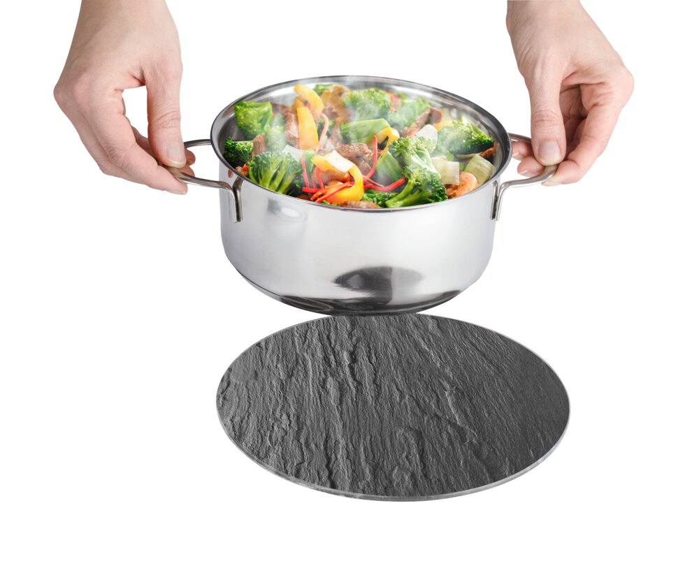 Topfuntersetzer Mod. Schiefer, 2er Set  aus gehärtetem Glas, Ø 20 cm