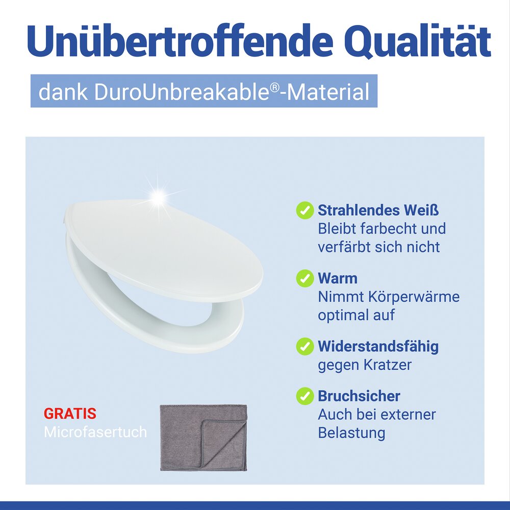 Abattant de WC Mod. Gatteo DuroUnbreakable®, blanc  100 % incassable, avec frein de chute
