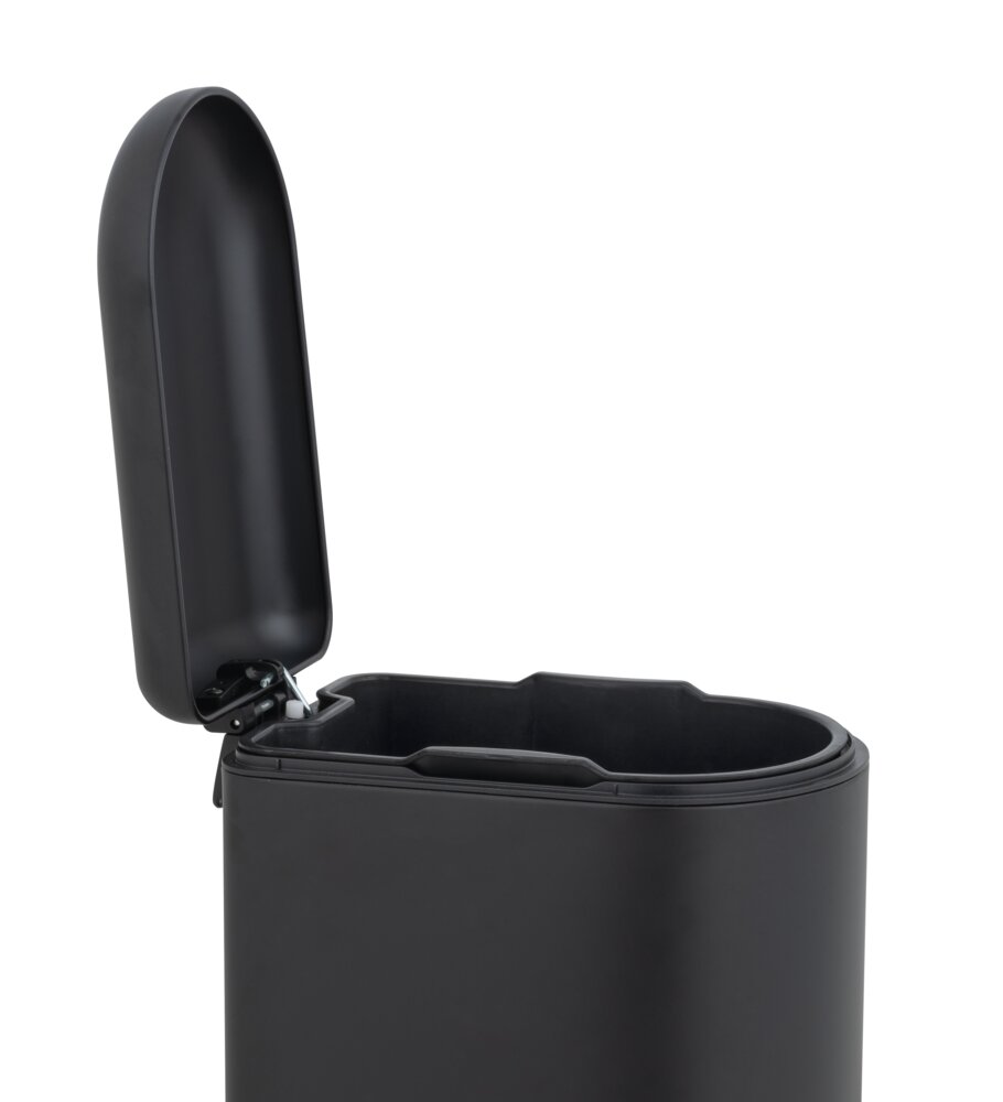 Poubelle à pédale Mod. Lara 10L, noir, métal, plastique, 31x39x18 cm  mécanisme easy-close, fermeture silencieuse
