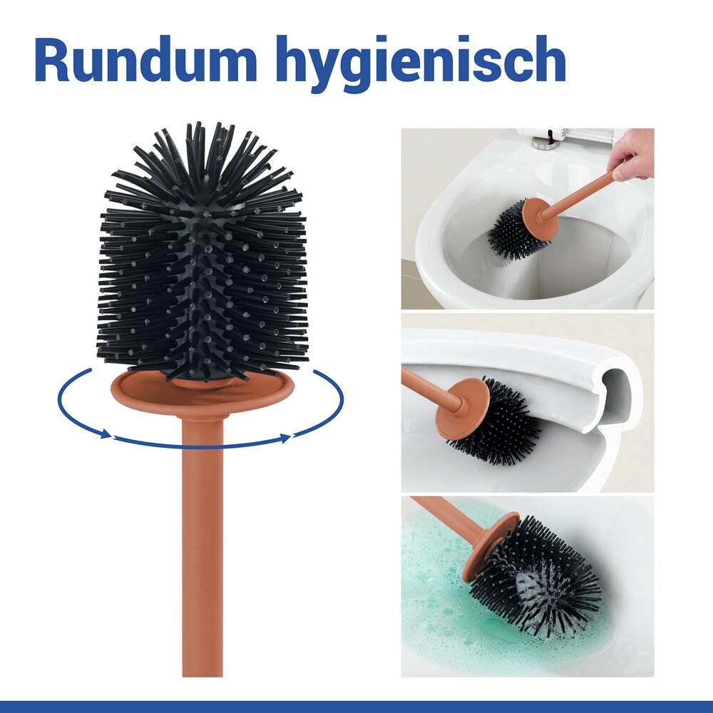 Turbo-Loc® WC-Garnitur Mod. Lizan Braun  mit Silikon-Bürstenkopf, Befestigen ohne Bohren