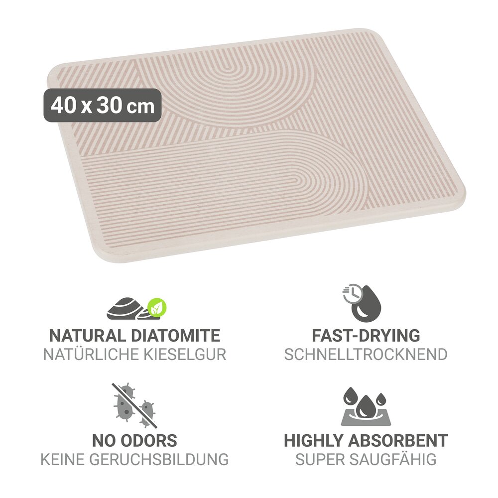 Draineermat Mod. Damon, beige, diatomiet, 40x30 cm