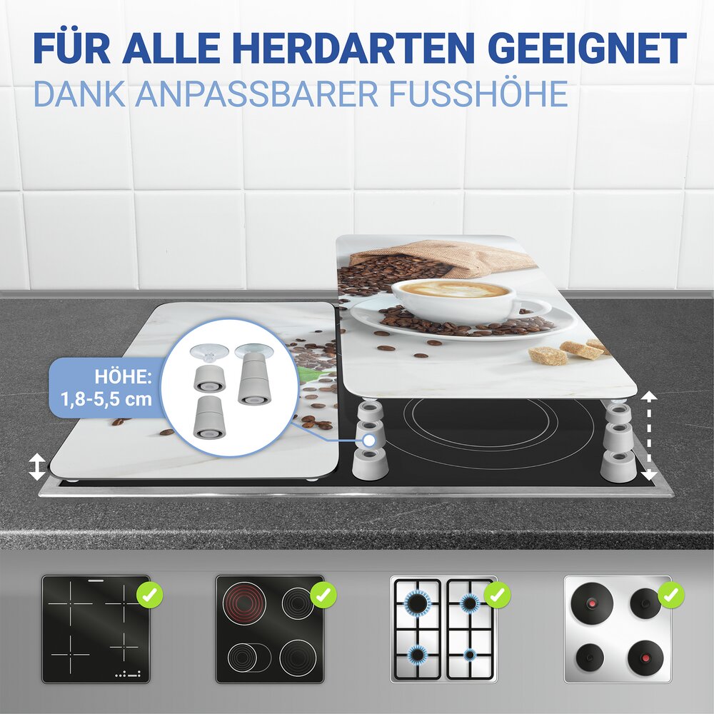 Herdabdeckplatte Universal Mod. Café Aromatica, 2er Set  für alle Herdarten geeignet