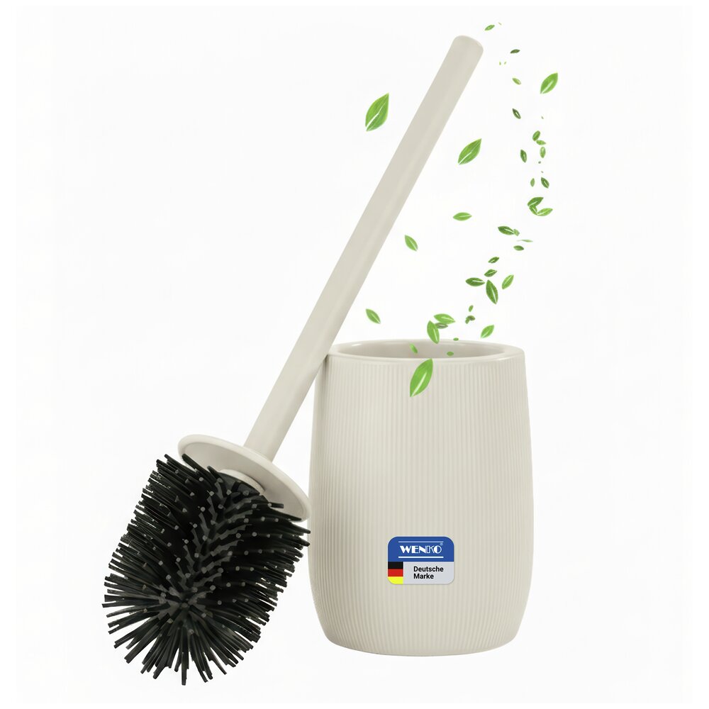 Brosse WC Mod. Fablo Crème  en céramique de haute qualité, avec tête de brosse en silicone