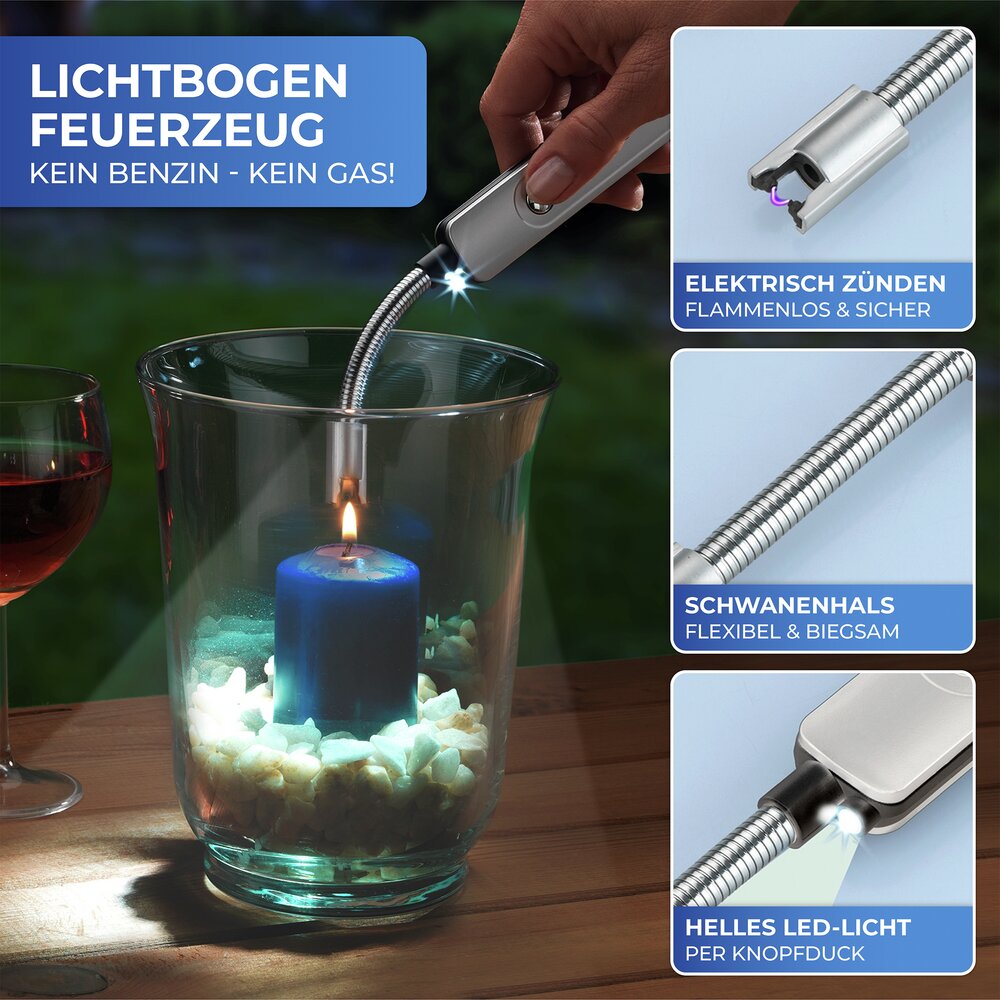 LED Lichtbogen-Feuerzeug   ohne Gas oder Berzin