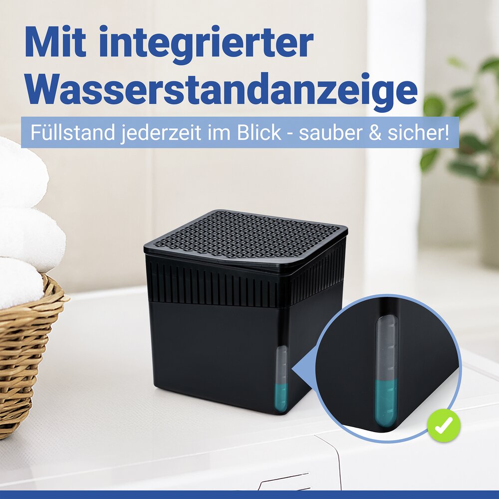 Raumentfeuchter Mod. Cube 500 g Schwarz  beugt Schimmel und Gerüchen vor