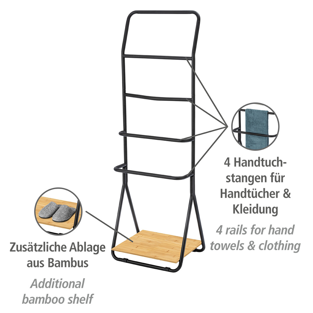 Handtuchhalter Mod. Verona Schwarz  Handtuchständer, 4 Stangen