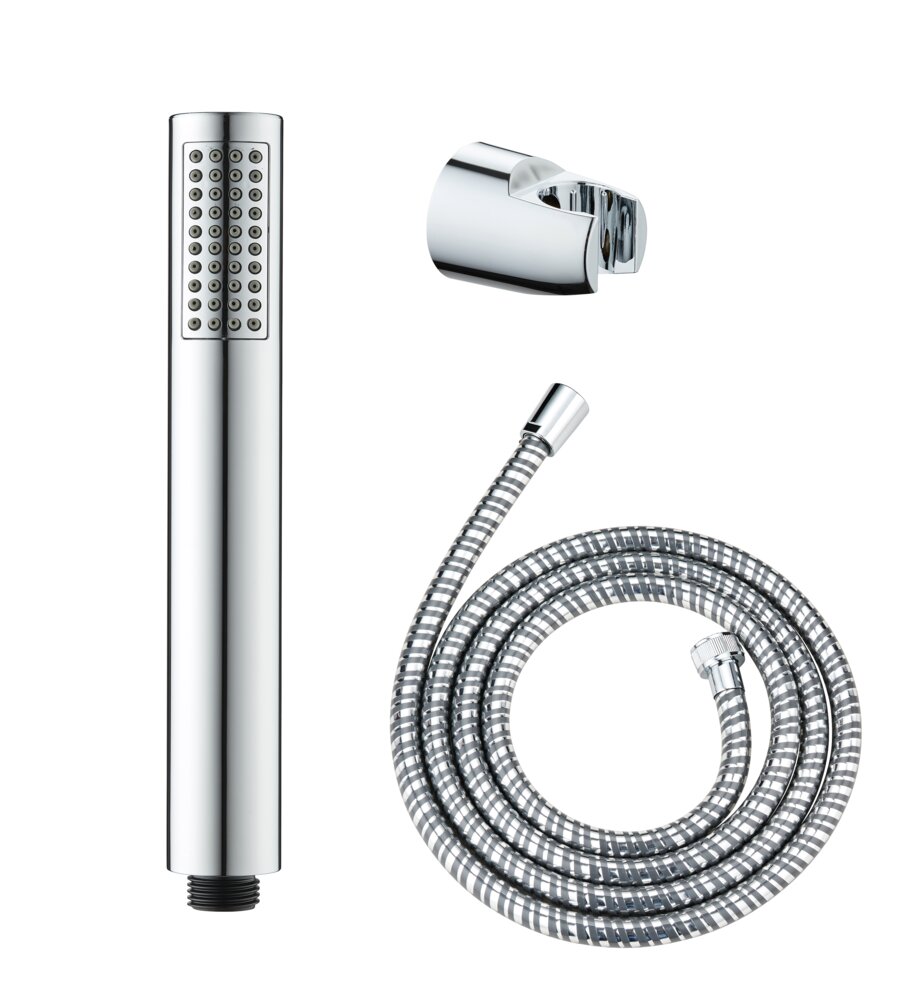 Mod. Basic Line Duschkopf Set Wanne, 3-teilig klassische Stab-Handbrause