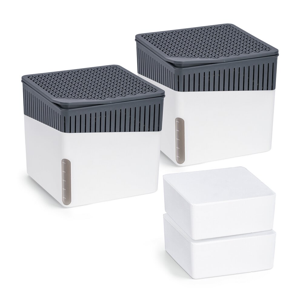 Raumentfeuchter Mod. Cube Weiß 500 g, 2er Set  beugt Schimmel und Gerüchen vor