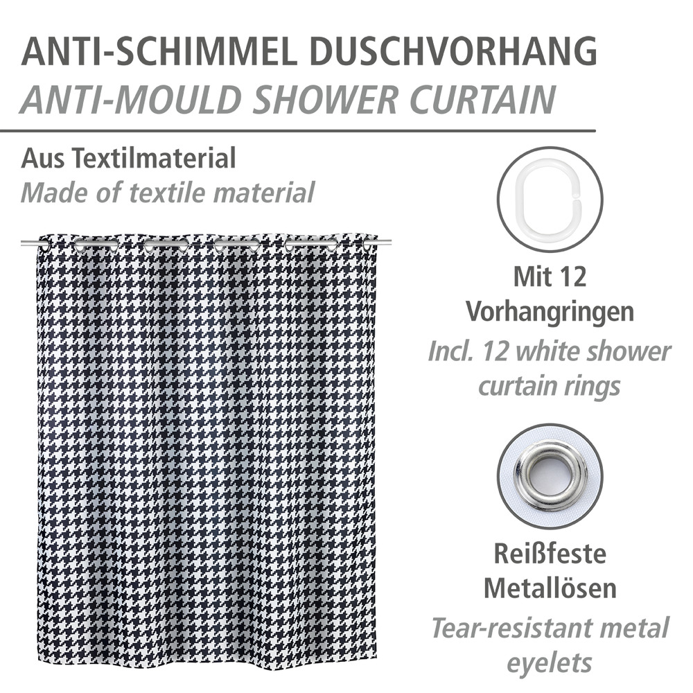 Anti-Schimmel Duschvorhang Fashion Flex  Textil (Polyester), 180 x 200 cm, waschbar